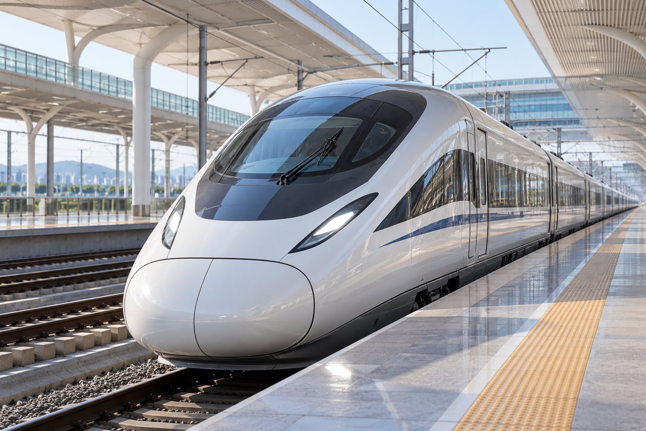 A high-speed train ready for an intercity journey in China.